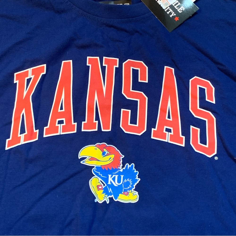 ⭐️SOLD⭐️Profile Varsity Men's Big and Tall Kansas Jayhawks Blue L S T-Shirt - Picture 3 of 8